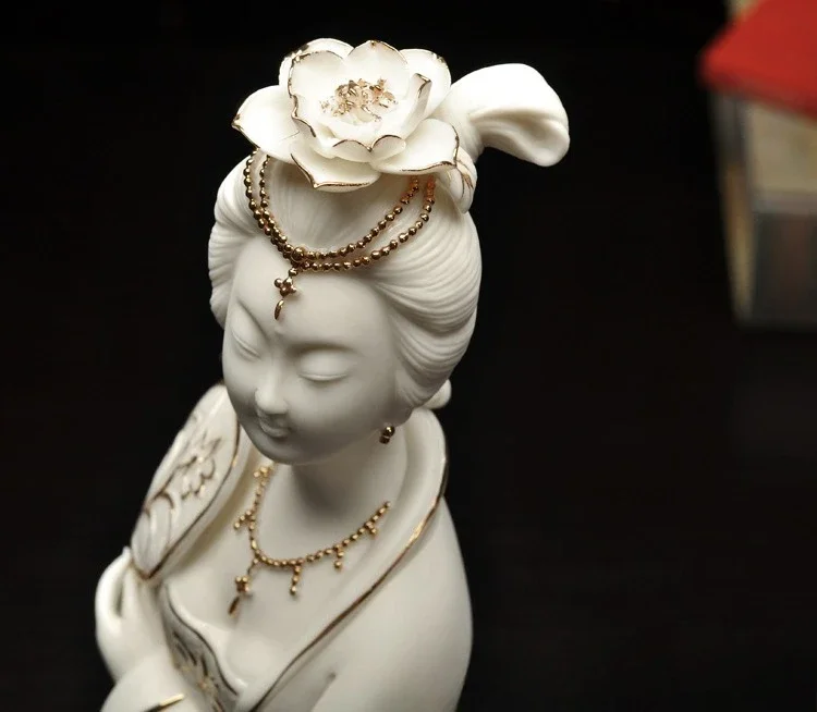Ceramic four beauties Yang Guifei drunken figure statue ornament modern home lady crafts