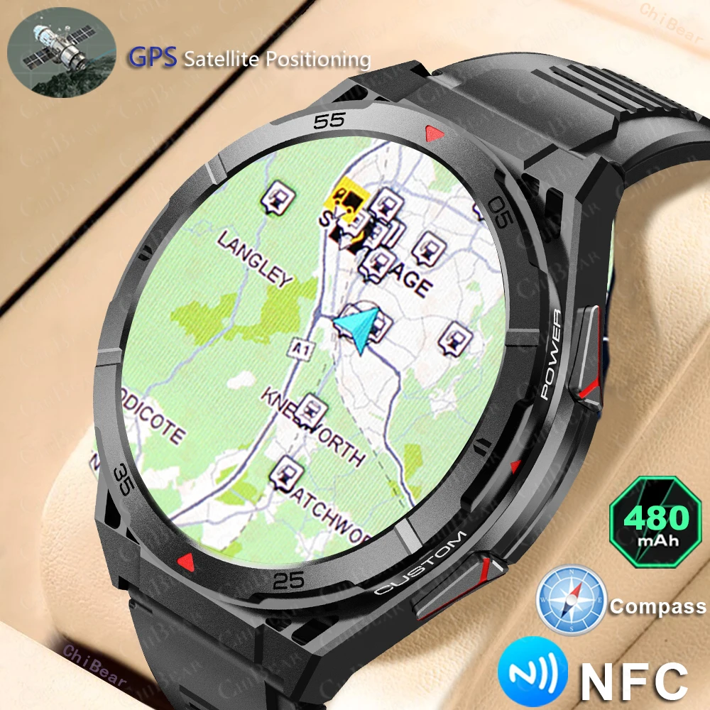2025 New Dual-Band satellite GPS Smart Watch Men 1.43'' AMOLED Screen Compass Heart Rate BT Call IP69 Waterproof Swimming Watch