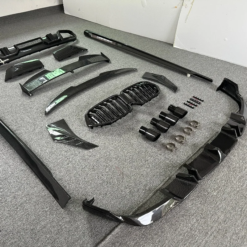 For  G06 F96 X6M LD Design Carbon Fiber Body Kit Front Bumper Lip Rear Diffuser Spoiler Exhaust Tip Side Skirt