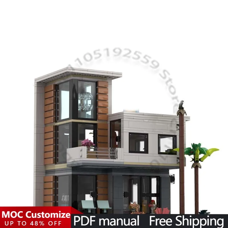 971 PCS Modular Building Modern Beach House MOC Customize Modular Building Block Brick Kids Educational DIY Festival Toy Gift
