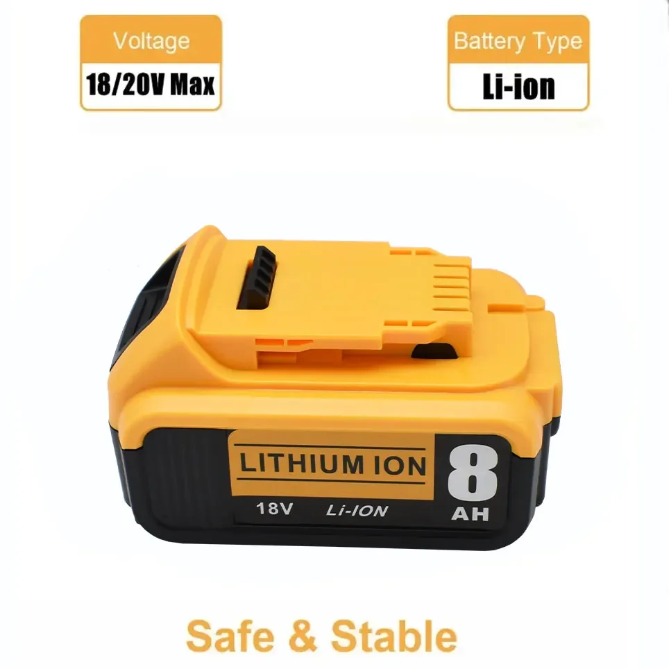 Batería de litio recargable para herramientas eléctricas DeWalt, juego de herramientas eléctricas de 18V, 5Ah, 6Ah, 8Ah, 18650, DCB184, DCB200, 20v, 5000mah