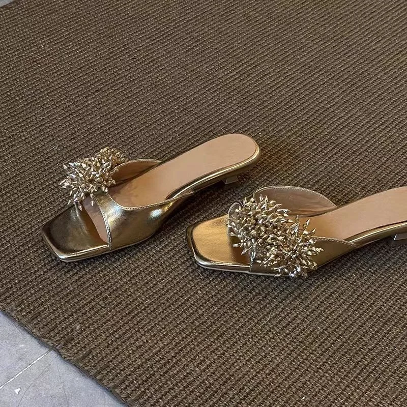 Mode Luxus Strass Frauen Dünne Heels Pumps Schuhe Slip auf Schuhe Damen High Heels Schuhe Weibliche Slides Sandalen Hausschuhe