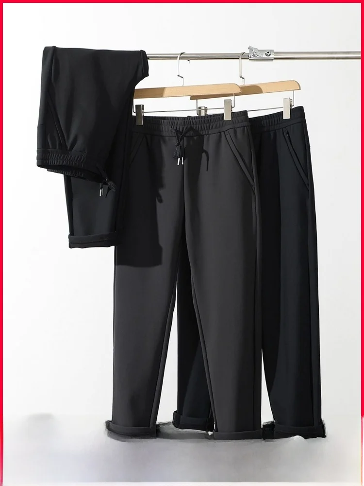 

Мужские уличные повседневные брюки на подкладке с завязками на талии, эластичные ветрозащитные прямые брюки, базовые брюки, осень-зима Faion