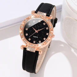 Simple Luxury Leather Black Strap Watch Casual Fashion Quartz Watch Is The Perfect Gift For Her (No Box)