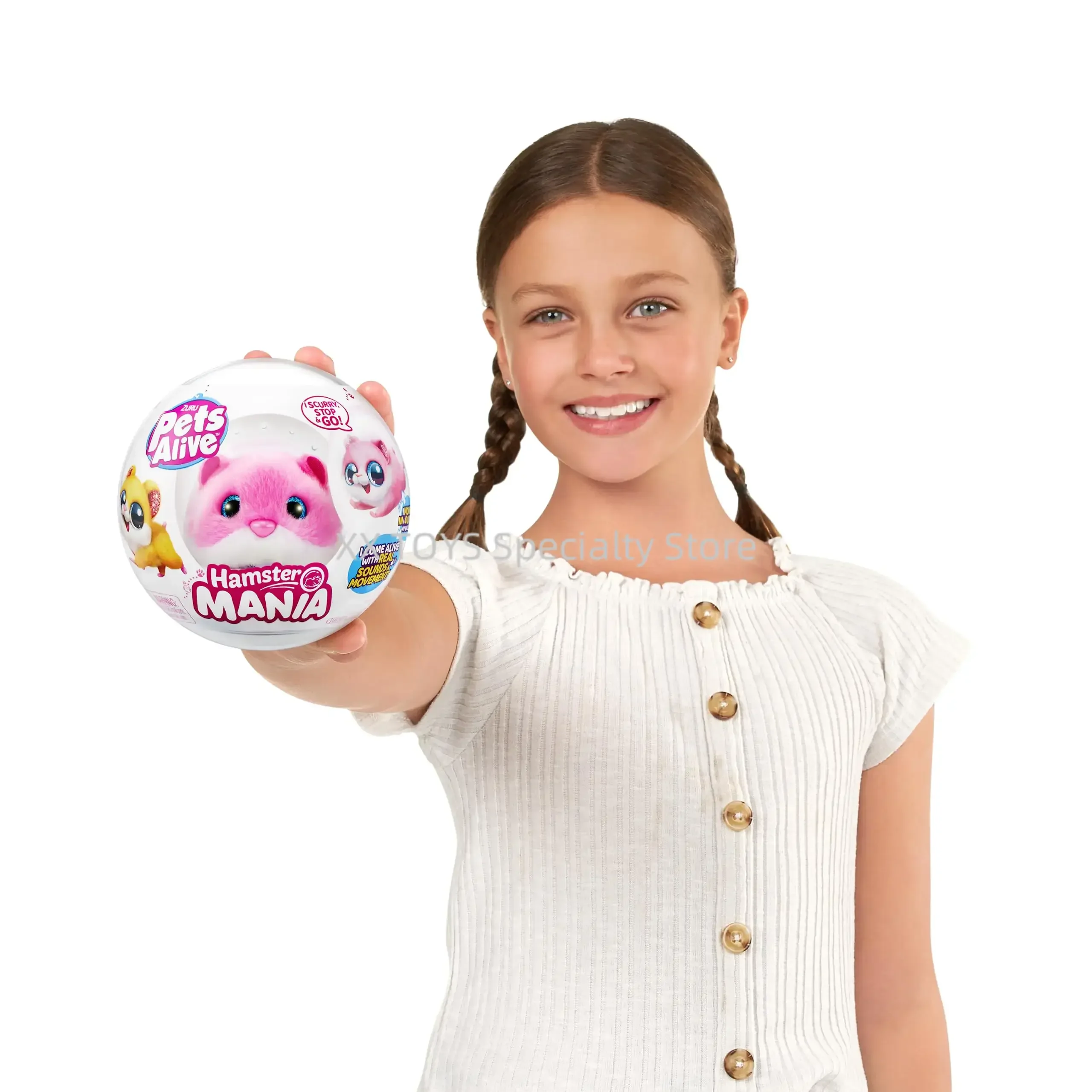 ZURU Pets Alive Hamster Mania Series Elektroniczny zwierzak symulowany biegnący chomik Interaktywne elektryczne pluszowe zabawki Prezent urodzinowy dla dziewczynki