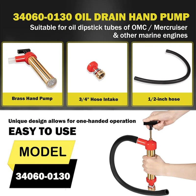 34060-0130 Marine Engine Oil Drain Hand Pump, Brass, 10.25