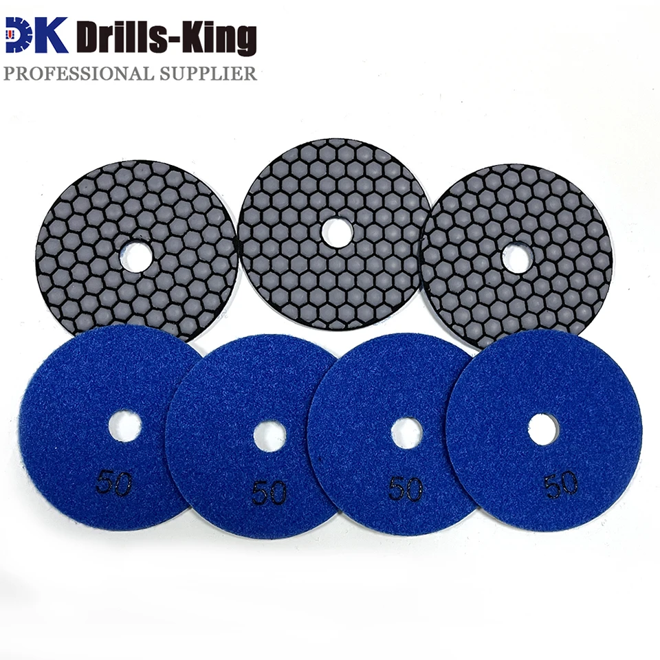 

7pcs Diameter 4inch/100mm #50 Diamond Resin Bond Dry Polishing Pads For Granite Marble Ceramic Sanding Disc