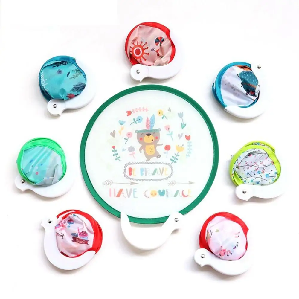 Japanese Style Fashion Collapsible Cartoon Handheld Pocket Size Home Decor Foldable Fan Party Favor Round Fan