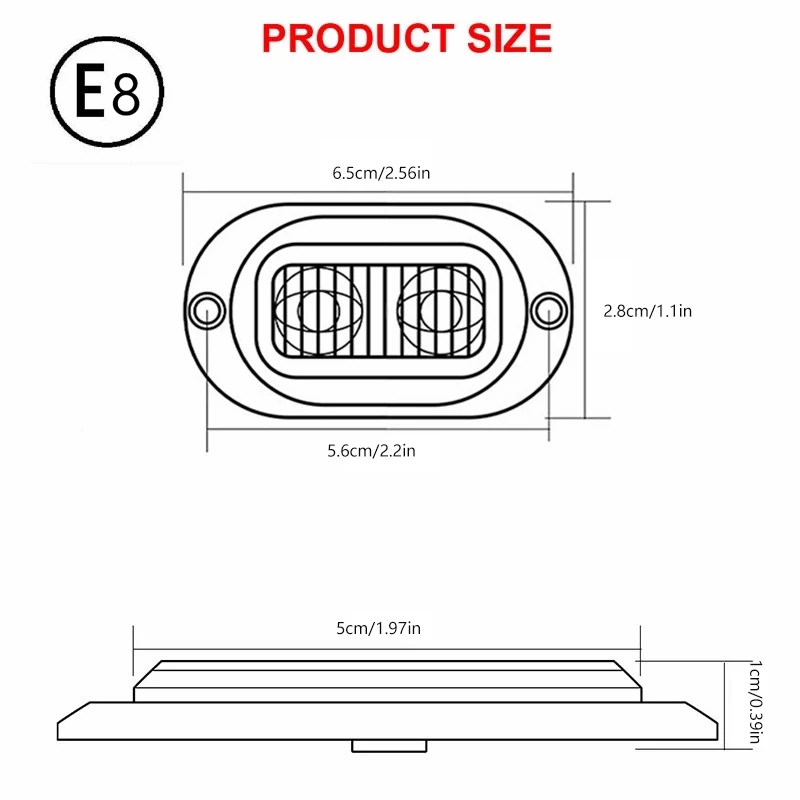 Enquêter de gabarit latéral à LED pour camion, remorque de voiture, réflecteur de marque DOT E8, lampe de dégagement pour camionnette, camion, automobile, bus, bateau, 12V, 24V