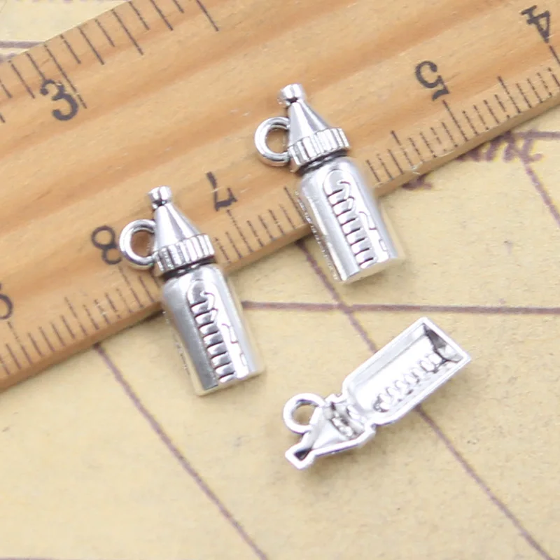30pcs Charms Baby Bottle Feeding Bottle 17x8mm Antique Silver Color Pendants Making DIY Handmade Tibetan Finding Jewelry