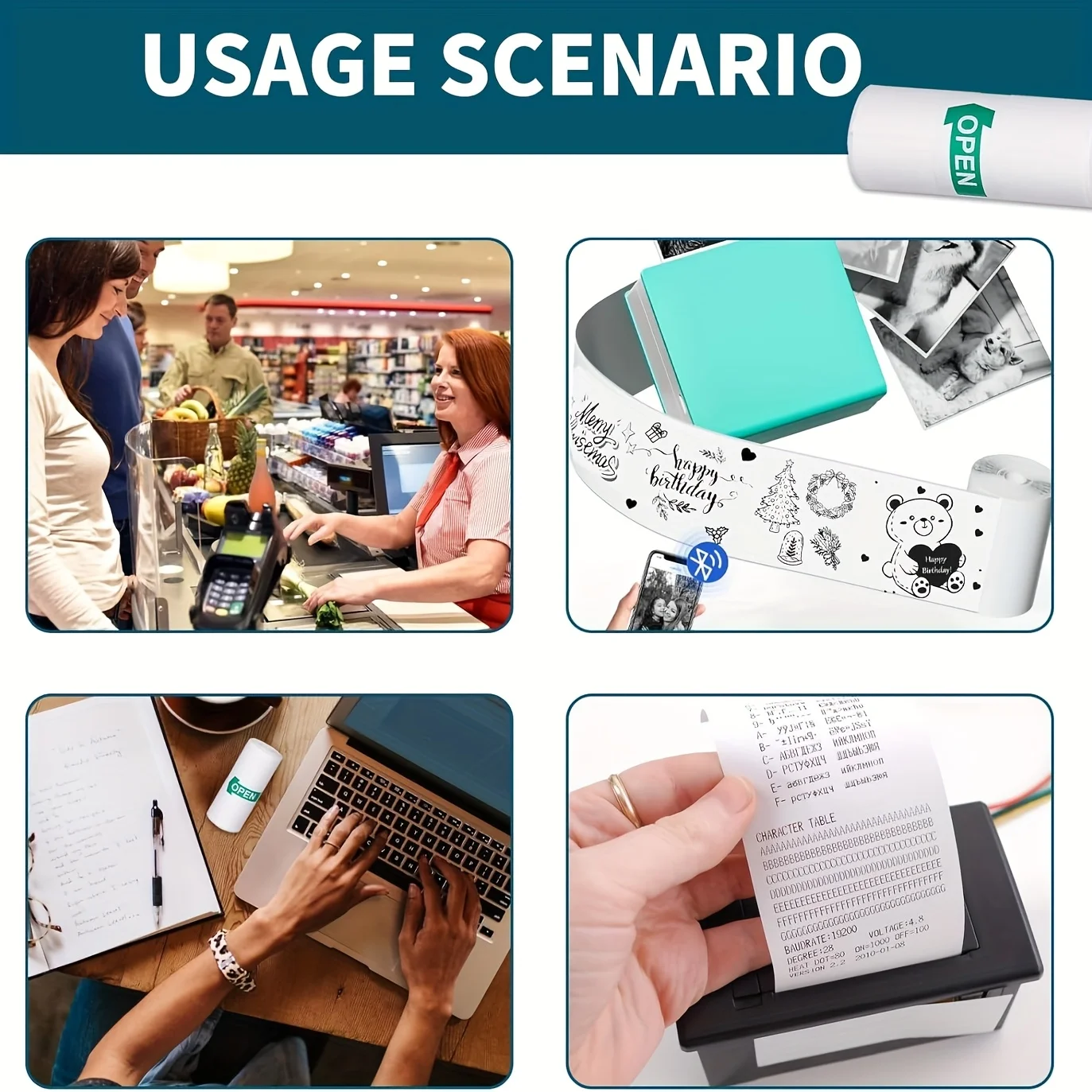 5-10-20 لفة من ورق الطباعة الصغير، ورق الملصقات الحرارية، ذاتي اللصق، ورق الطباعة الحراري الصغير، طابعة صور صغيرة