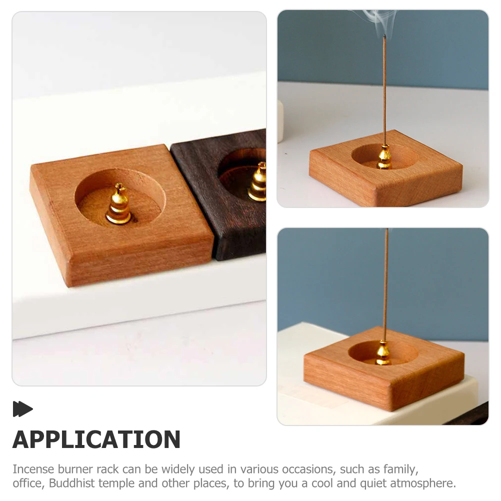 

Incense Burner Stick Holder Desktop Wood Plate Metal Square Home Decor Censer Adorn Meditation Yoga Room Compact Size Artistic