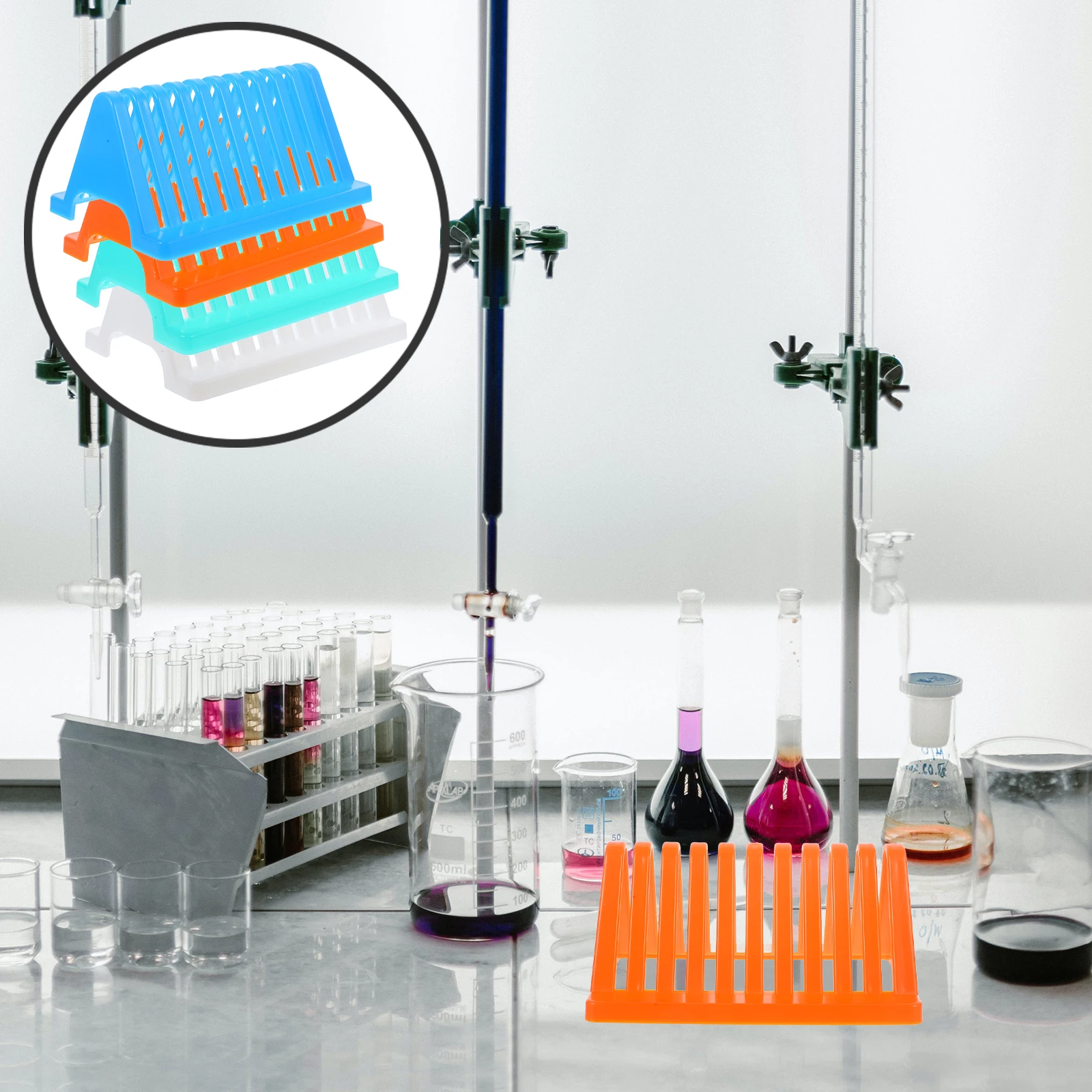 

4Pcs Glass Slides Holder Triangular Drying Rack Lab Slide Storage Organizer Microscope Slide Stand Durable PP Material