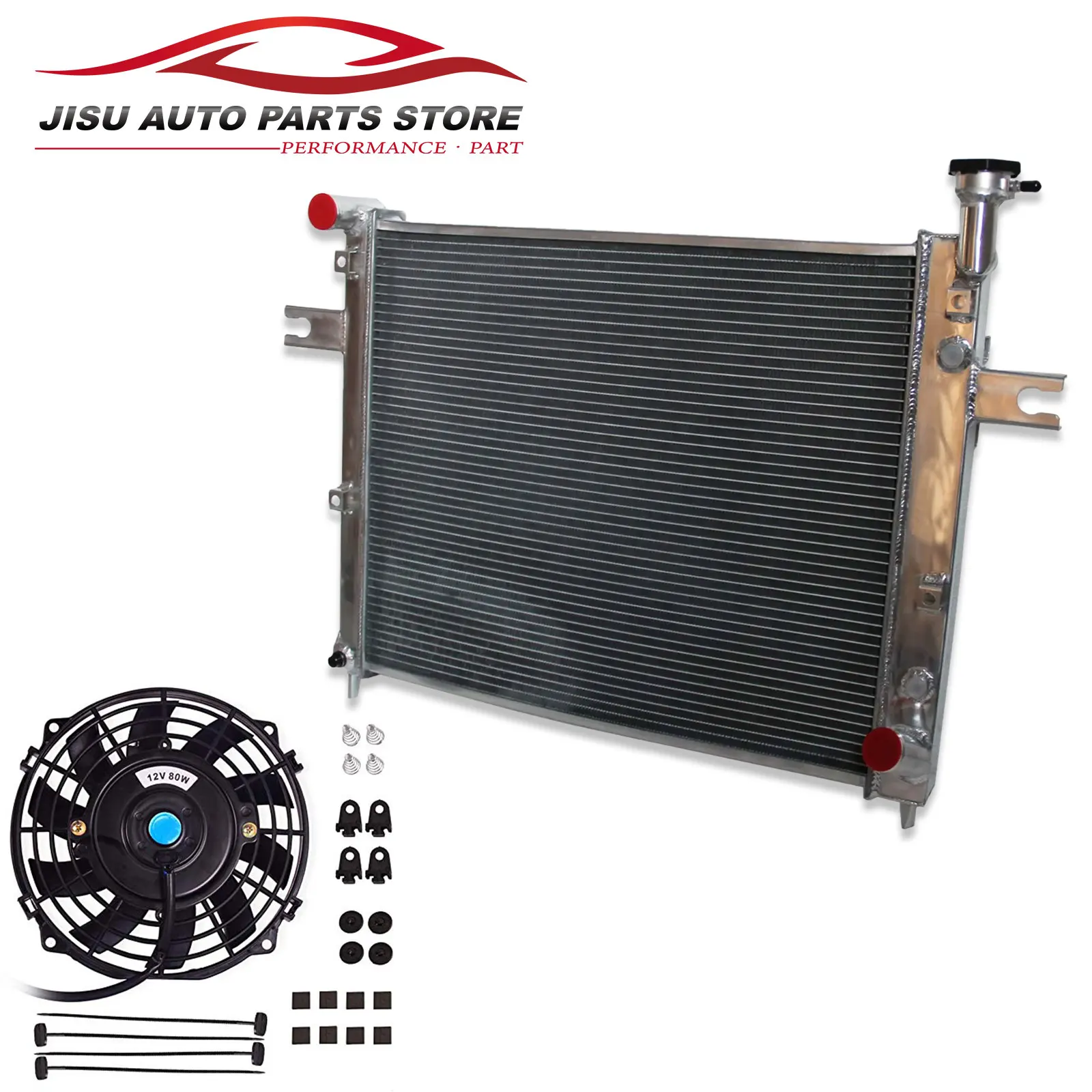 3 Row Aluminum Radiator + Fan for 2001-2004 Jeep Grand Cherokee Laredo Sport 4.7L V8 AT 2002 2003