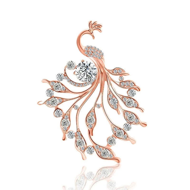 New retro shiny crystal peacock brooch rhinestone big tail animal pin men women fashion hundred with accessories jewelry gift