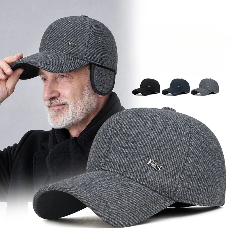 Winter Velvet Thick Men's Duckbill Cap Outdoor Ear Protection Baseball Cap Fashion Middle-aged and Elderly Men's Warm Hat