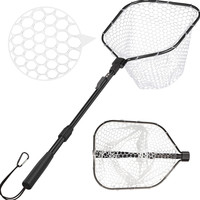 Fishing Tool Kit Durable Silicone Mesh Fishing Net Muti-Function Catch and Release Lightweight Portable Landing Net with Handle