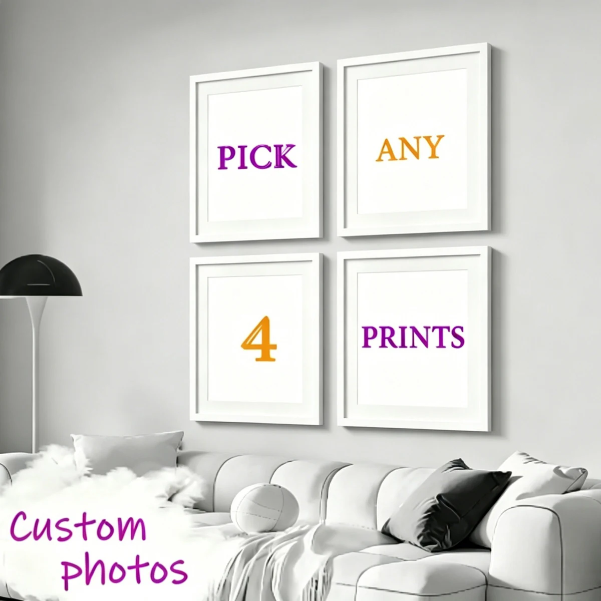 4-teiliges Set Individueller Leinwanddruck Personalisierte Foto-Drucke Familie Haustiere Landschaft Paar Hochzeiten Heim-Dekor Kunstposter
