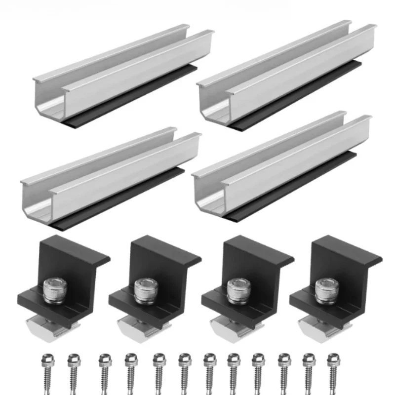 4pcs/Set Solar Photovoltaic Bracket, 20cm Solar Panel Mounting Rail, Aluminum Alloy Clamp for Roof Solar Module Solar Panel