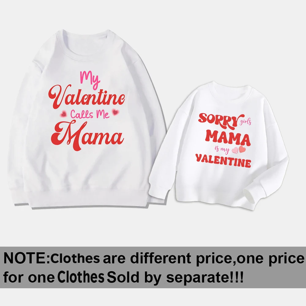 Valentine\'s Day Family Matching Outfits Mommy Sweatshirt Kids Crewneck Pullover Top Family Clothes Valentine Party Outfits Gifts