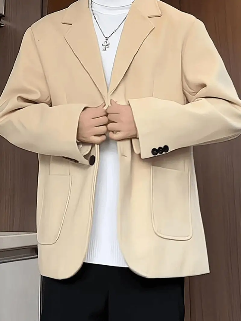 Korean British Style Short Woolen Men's Spring Autumn High-End Notch Lapel Casual Suit Intellectual Windbreaker Coat