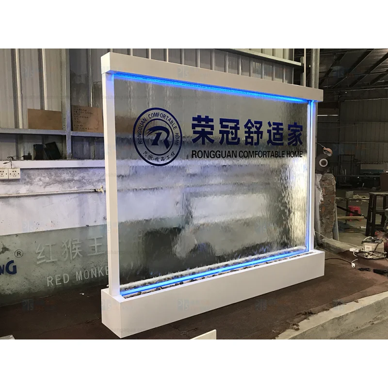 custom.Customized Indoor Waterfall Fountain with Company Contemporary Design Glass Wall Restaurant & Shopping Mal