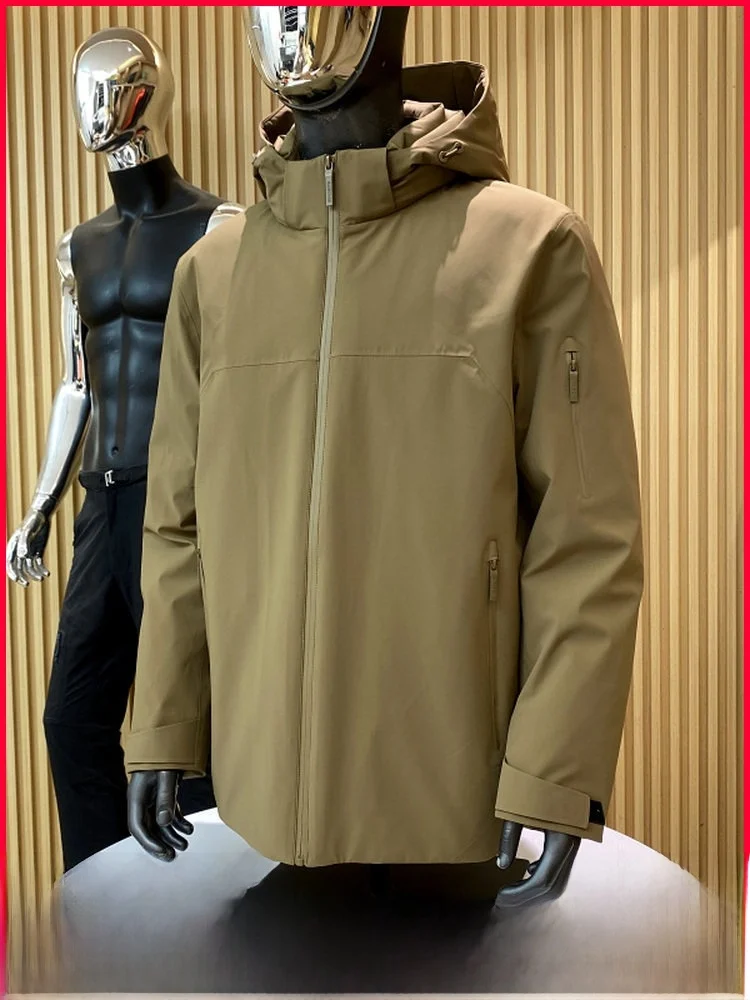 

Функциональный стиль! 90 Du Down! Полностью готово! Зимняя мужская повседневная куртка с капюшоном и теплоотражающим эффектом