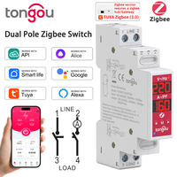 L/N or L/L 2P 18mm Zigbee Smart Switch 16A 100-240V Over/Undervoltage Auto/Manual Reclose Tuya Smart Life APP Control TONGOU