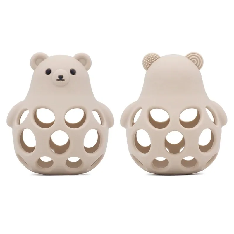 Juguetes para bebés, mordedor hueco de silicona sin BPA, 0 a 12 meses, juguetes infantiles de pollito bonito de dibujos animados, sonajero de silicona, accesorios para bebés, juguetes de regalo