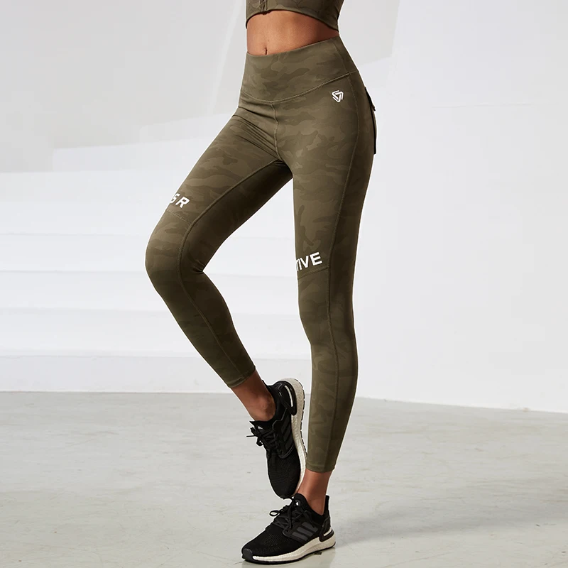 Camouflage High Waist Seamless Tights Pocket Leggings Gym Workout Push Up Legging Fitness Running Tie Dyed Yoga Pants Gymwear