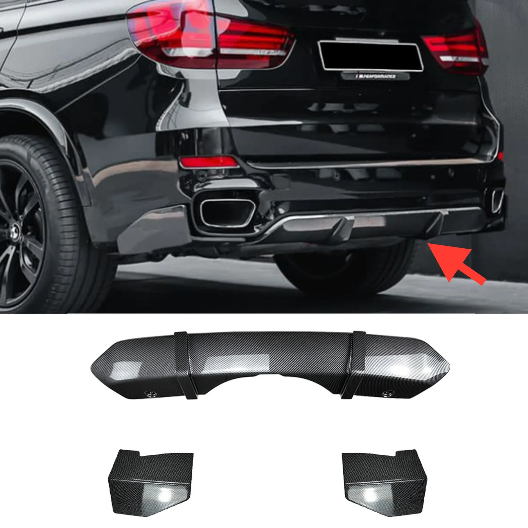 

Car Accessories Rear Bumper Lip Diffuser Spoiler Splitter Protector Tail Lip Spoiler Corner For BMW X5 F15 M Sport 2014-2018 MP