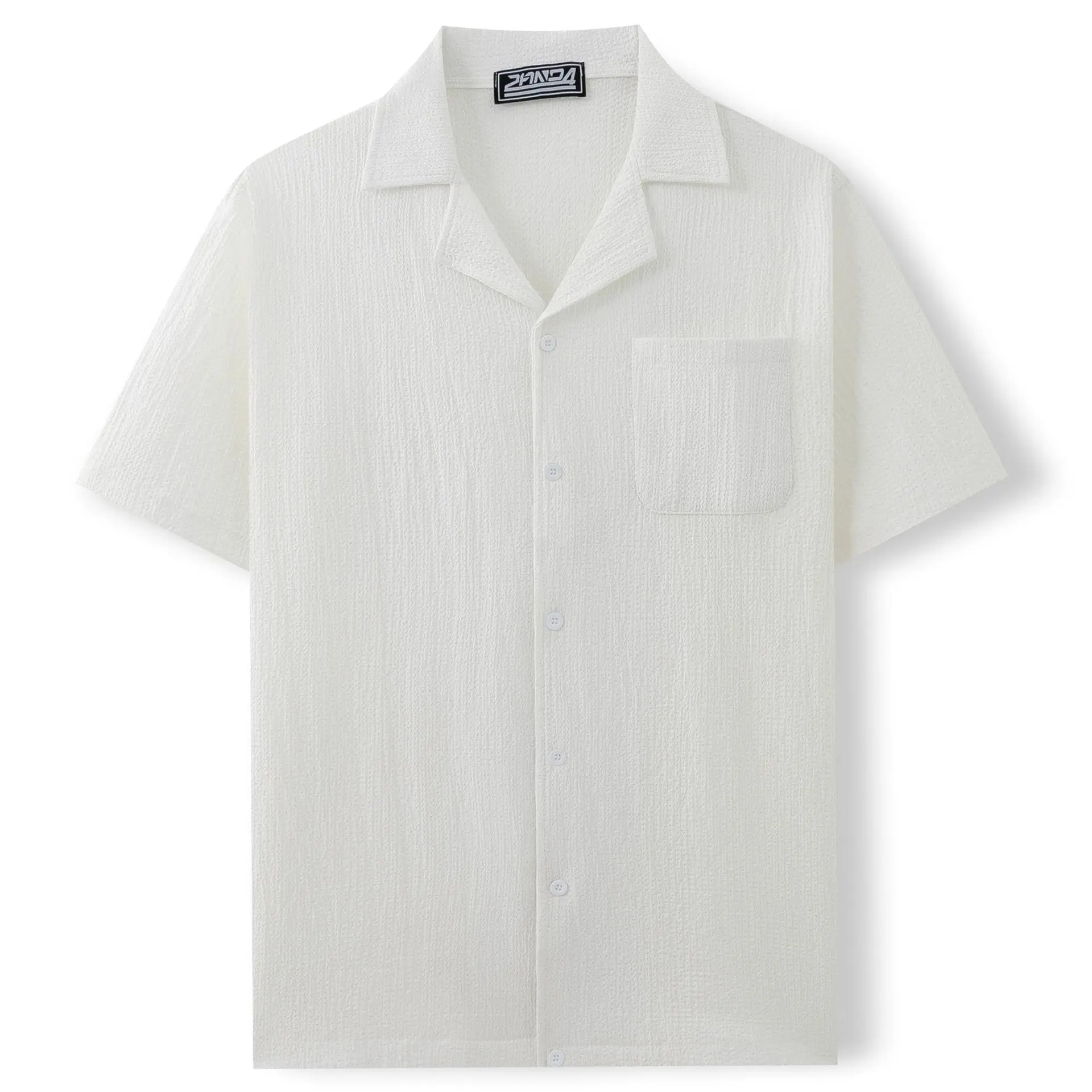 Men Summer New Cuban Collar Short Sleeve Shirt Vacation Solid Color Shirts for Men