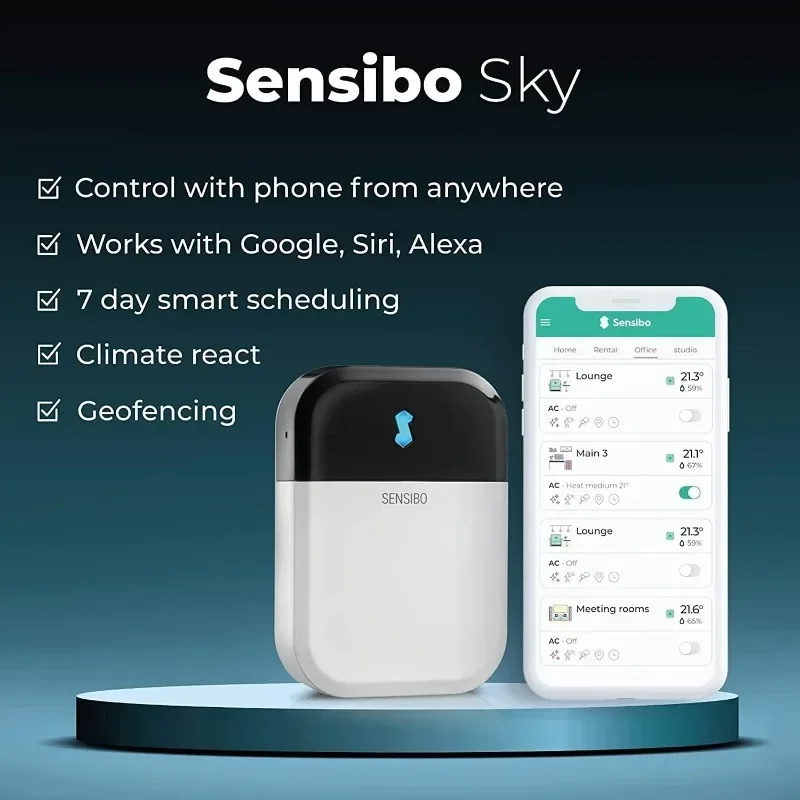 Sensibo Sky Smart Wireless Controlador Ar Condicionado Rápida e Fácil Instalação DIY Conforto Conforto com Energia Eficiente, Mantém