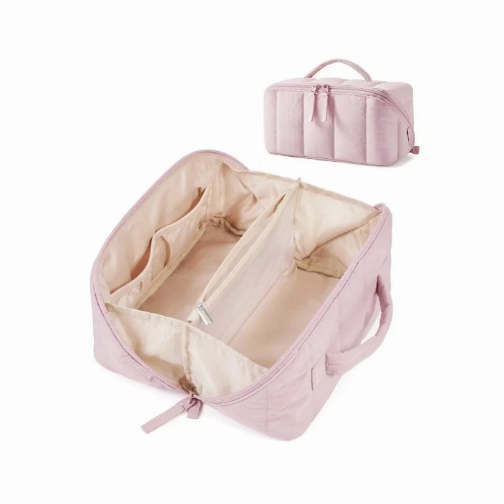 New Water-resistant Puffy Padded Makeup Bag Large Capacity Handheld Toiletry Bag Portable Quilted Cosmetic Case Skincare Storage