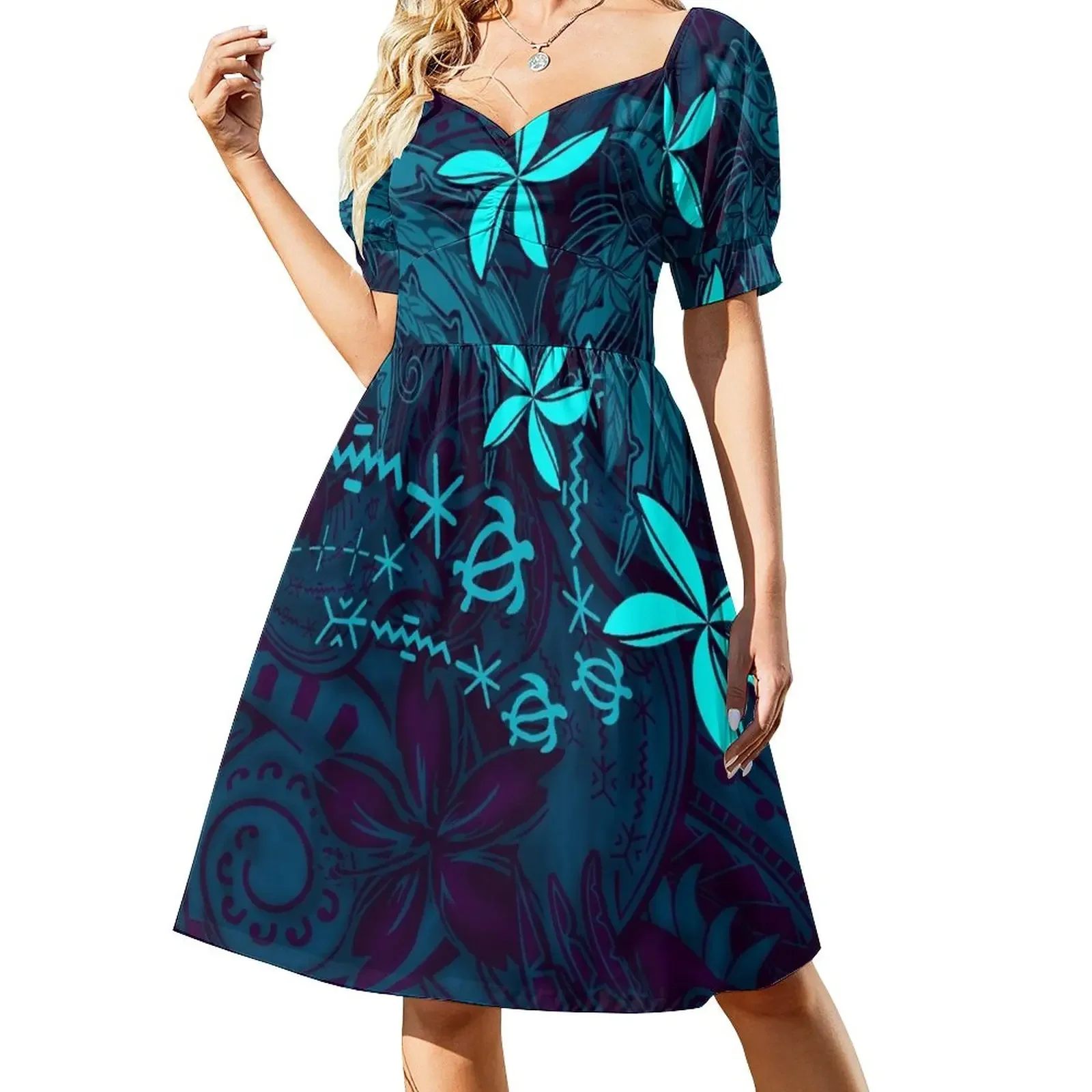 

Polynesian Tribal Tropical Abstract Short-Sleeved Dress women's evening dresses 2025 prom dress