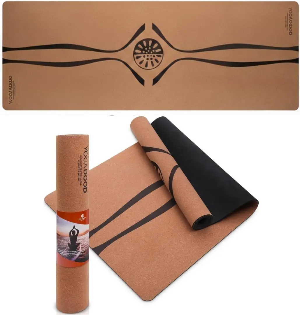 

Коврик для йоги из пробки толщиной 4 мм с активируемым влагой сцеплением, нетоксичный и экологичный (72x26 дюймов)