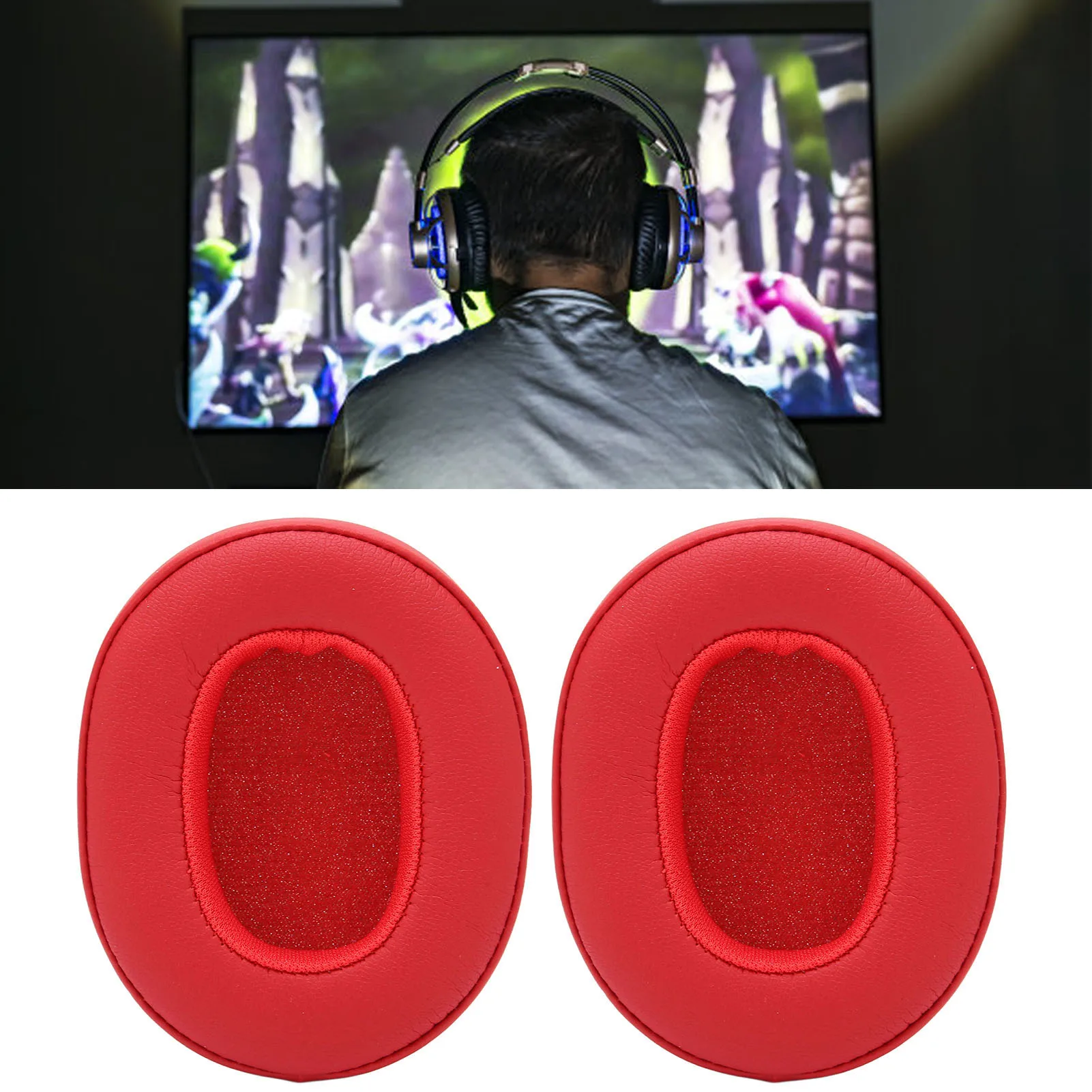 Headphones Ear Pads Protein Leather Pads Repair Parts Strong Durability Replacement Headphone Ear Pads for Listen To Music