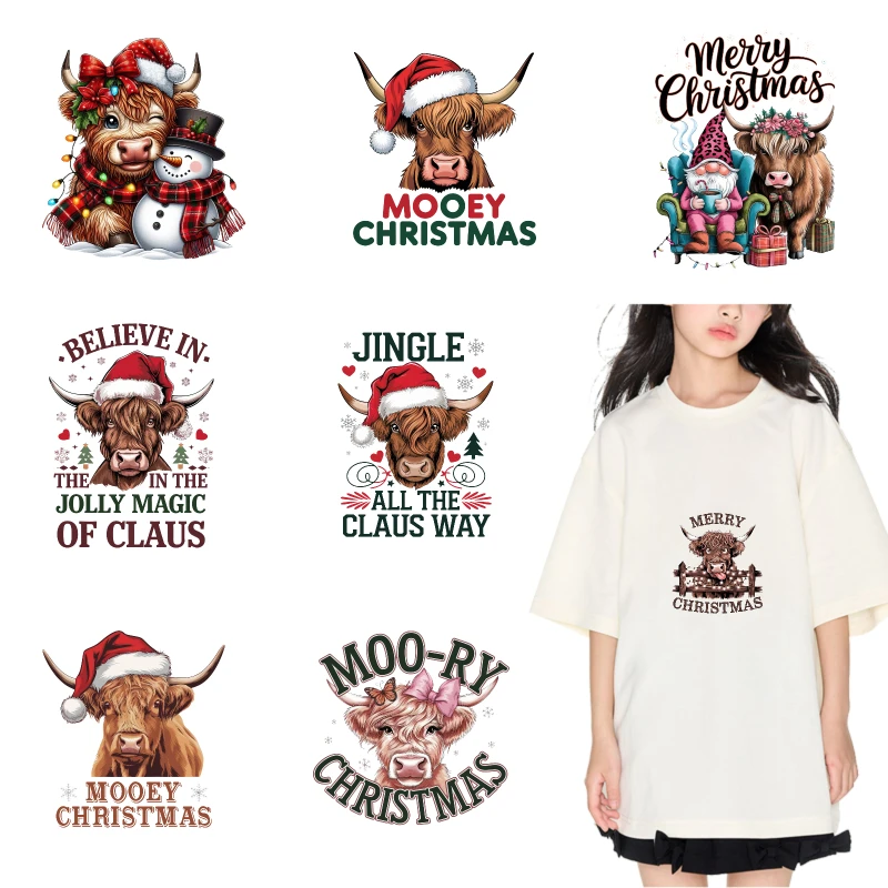

2PCS Mooey Christmas Jingle Claus Magic iron on patches DTF Patches for clothes Iron-on transfers for clothing heat transfer