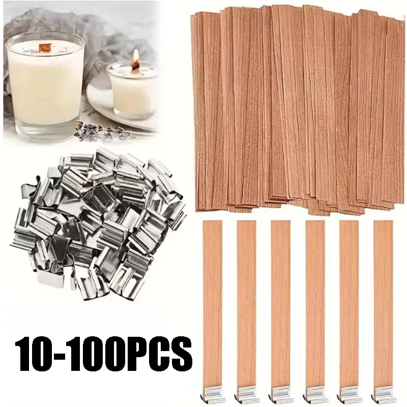 Handgefertigte Sojawachskerzen mit Holzdochten, DIY aromatische Kerzen, einzelnes Docht-Design, einschließlich Paraffin-Kerzenführer