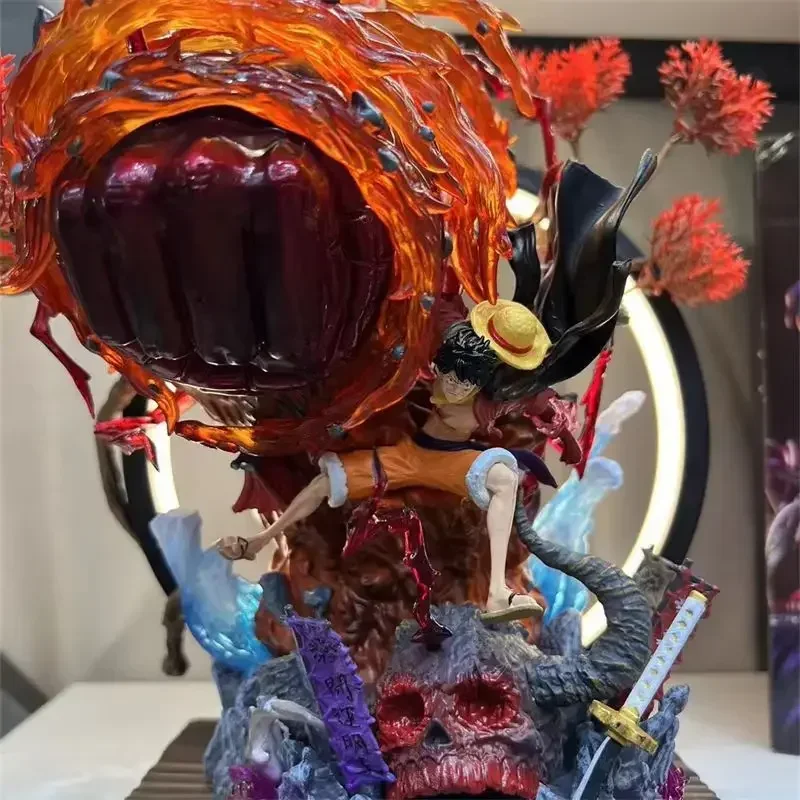

Новая цельная аниме-фигурка Gk Luffy со светодиодной подсветкой, фигурка Gear 3, красная статуя Roc из ПВХ, Коллекционная модель, украшение, подарок на день рождения