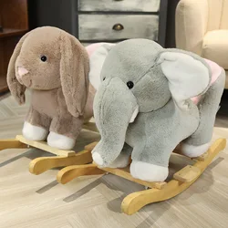 Cochecito de madera para niños, elefante, conejo, caballo mecedora, silla de equilibrio musical, juguete para bebé, regalo de cumpleaños para niños