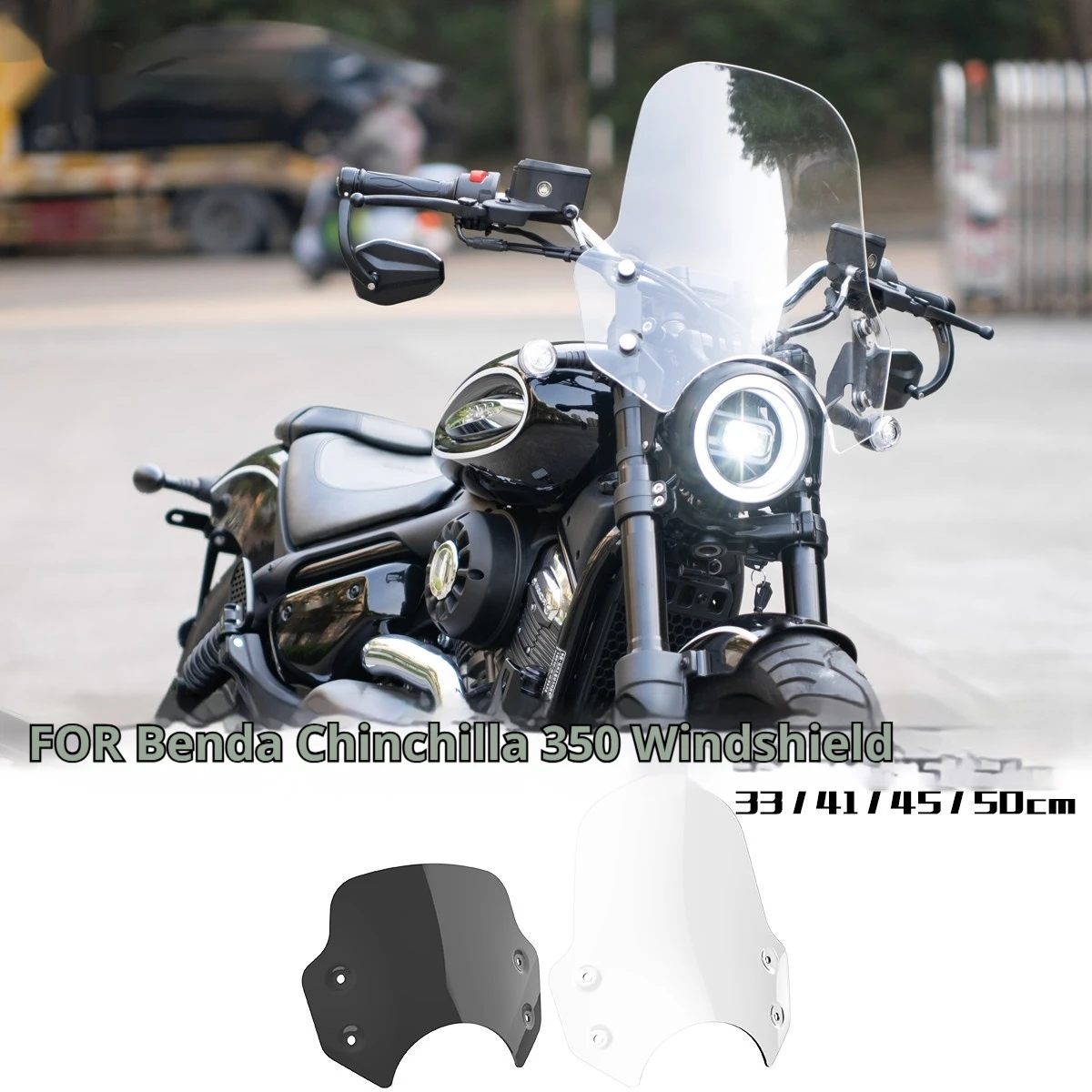 For Benda Chinchilla 350 Taller Thickened Windshield Front Smoked Clear No-Drill Accesorios Moto