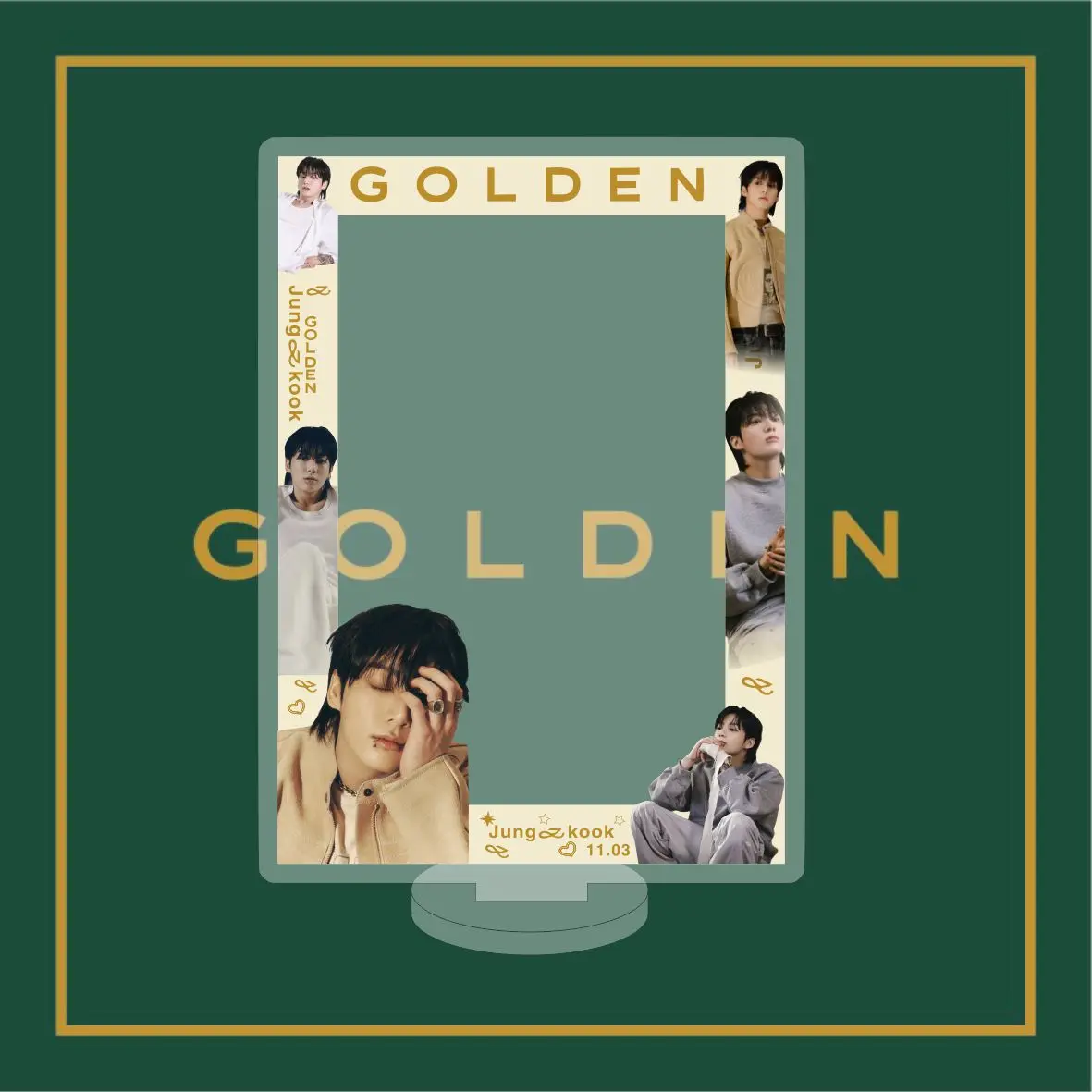 Kpop idol JK New Album GOLDEN Acrylic Photo Picture Frame Cards Display Stand Home Decor Desktop Ornaments Gift