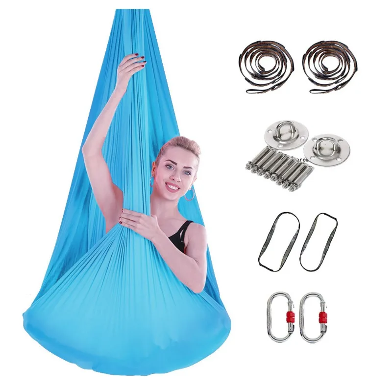 Elastic Air Yoga Hammock Set Yoga Rope Hammock Cloth Hammock Knot 4 Meters Full Set with Rope Fixing Plate