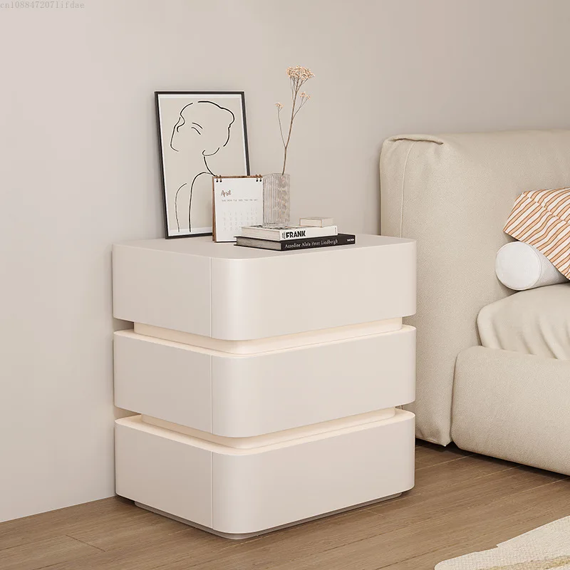 

Black solid wood bedside table, brand new creative bedside table with lights, luxurious bedroom lighting