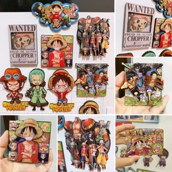 ONE PIECE Anime Magnet Refrigerator Magnetic Sticker Wooden Luffy Zoro Cartoon Home Kitchen Convenience Message Board Sticker