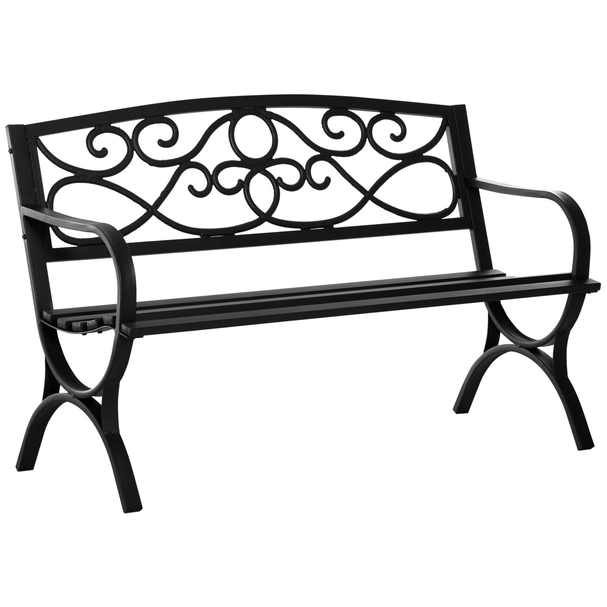 Outsunny Outsunny Banc de jardin 2 places banquette extérieur terrasse patio dossier incliné assise à lattes accoudoirs