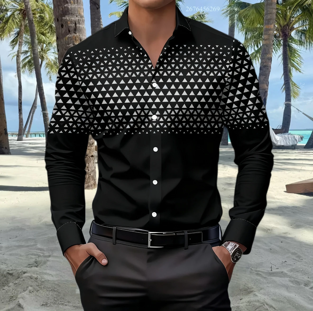 

13 colors of men's shirts, casual and comfortable long-sleeved shirts with square prints, large sizes and fast shipping