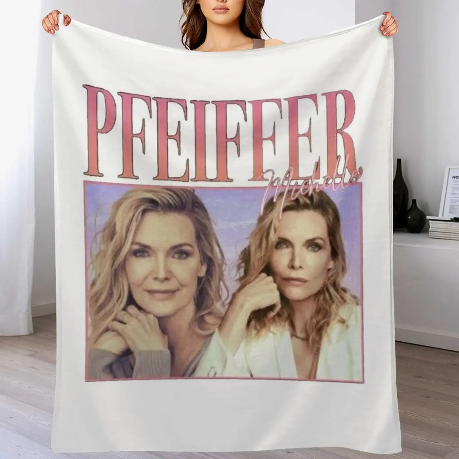 

90's Retro style Michelle Pfeiffer Throw Blanket Thermals For Travel Warm Personalized Gift Tourist Blankets