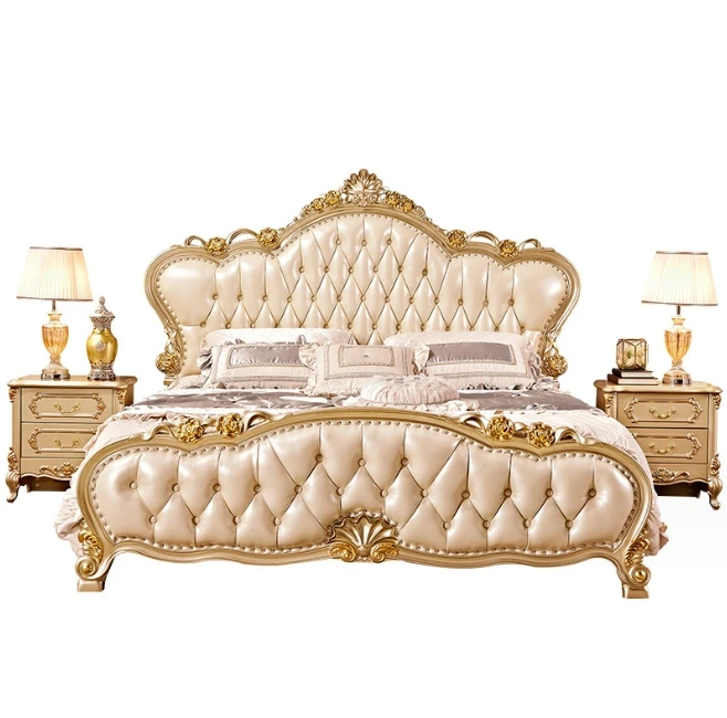 

-ab Wholesale Bedroom Furniture European Style Luxury Queen & King Size Royal Upholstery Bed for Home Hotel Villa